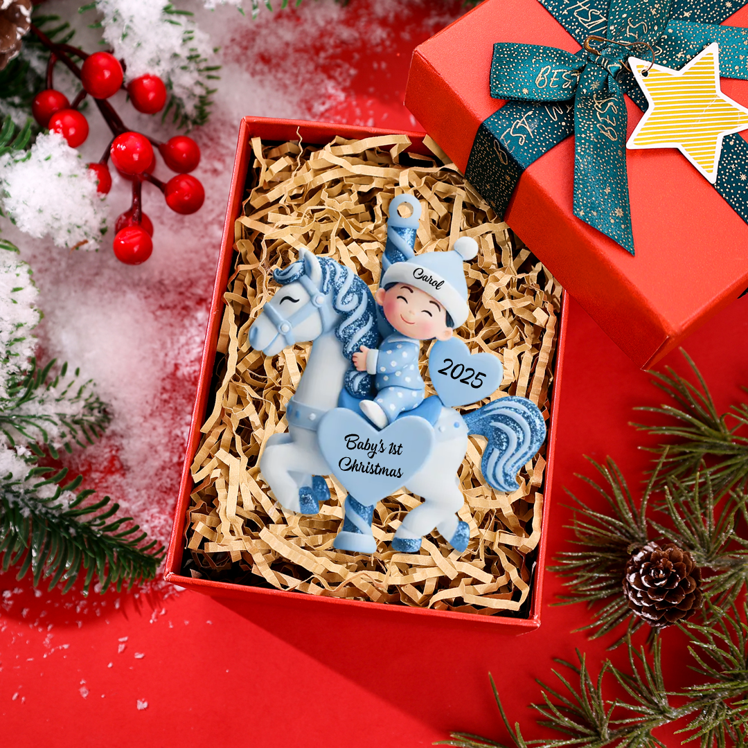 Personalised Glitter Carousel Baby Christmas Tree Decoration(Printed design – not 3D)