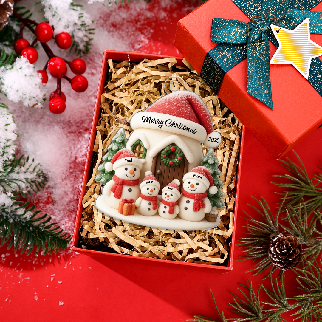 Personalised Christmas Tree Decoration Snowman Family