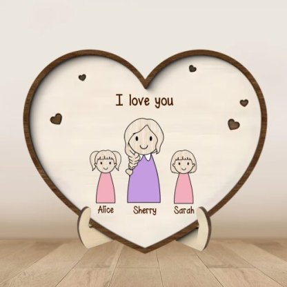 Personalised Heart Wooden Plaque with 1–6 Children’s Names and Custom Title – Unique Family Gift for Mum, Nana or Grandma | Jessemade