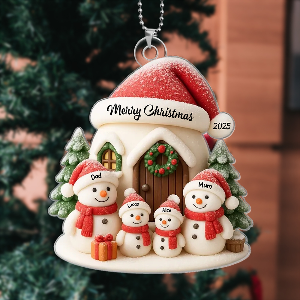 Personalised Christmas Tree Decoration Snowman Family