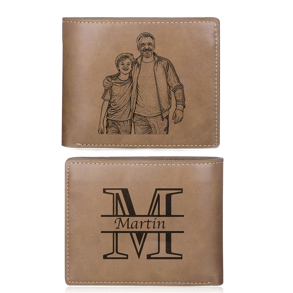 for Men Personalised Leather Wallet for Men – Custom 1 Photo & 1 Name 
