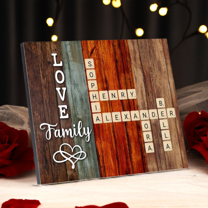 Custom Family Crossword Puzzle Wall Art Personalised Family Tree Wooden Frame Housewarming Gifts