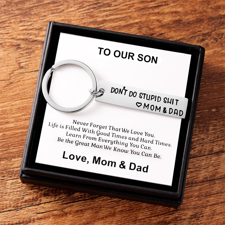 Don't Do Stupid Funny Keychain Surprise Gift Box Set for Son and Daughter-Jessemade AU