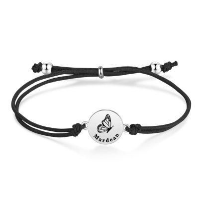 2 Pcs Bracelet Set Custom Names Butterfly Bracelets Back To School Gift for Daughter Granddaughter-Jessemade AU