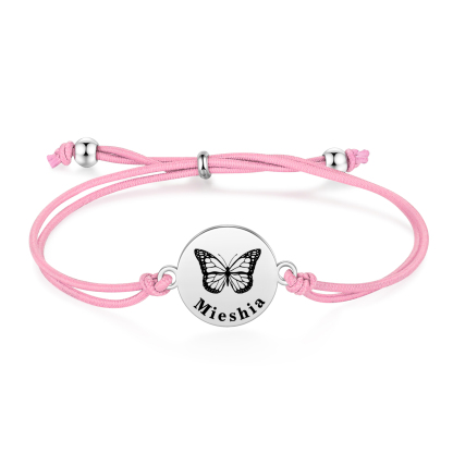 2 Pcs Bracelet Set Custom Names Butterfly Bracelets Back To School Gift for Daughter Granddaughter-Jessemade AU