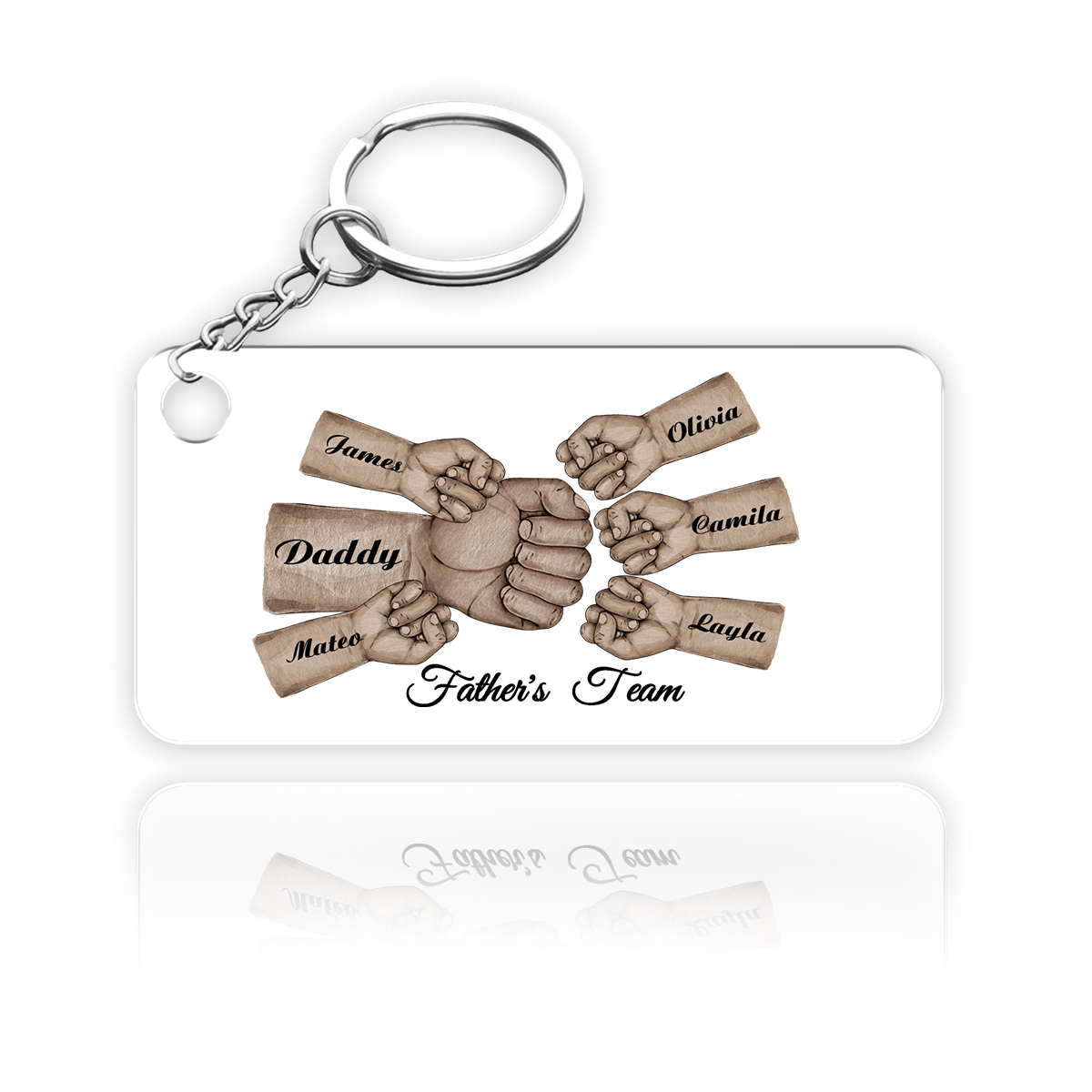6 Names - Personalised Text & Name Acrylic Keychain Fist Bump Fathers Day Gifts for Dad/Grandpa-Jessemade AU