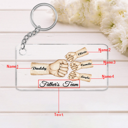 4 Names - Personalised Text & Name Acrylic Keychain Fist Bump Fathers Day Gifts for Dad/Grandpa-Jessemade AU