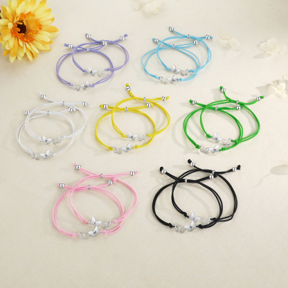 2 Pcs Bracelet Set Custom Letters Butterfly Bracelets Back To School Gift for Girls Kids-Jessemade AU