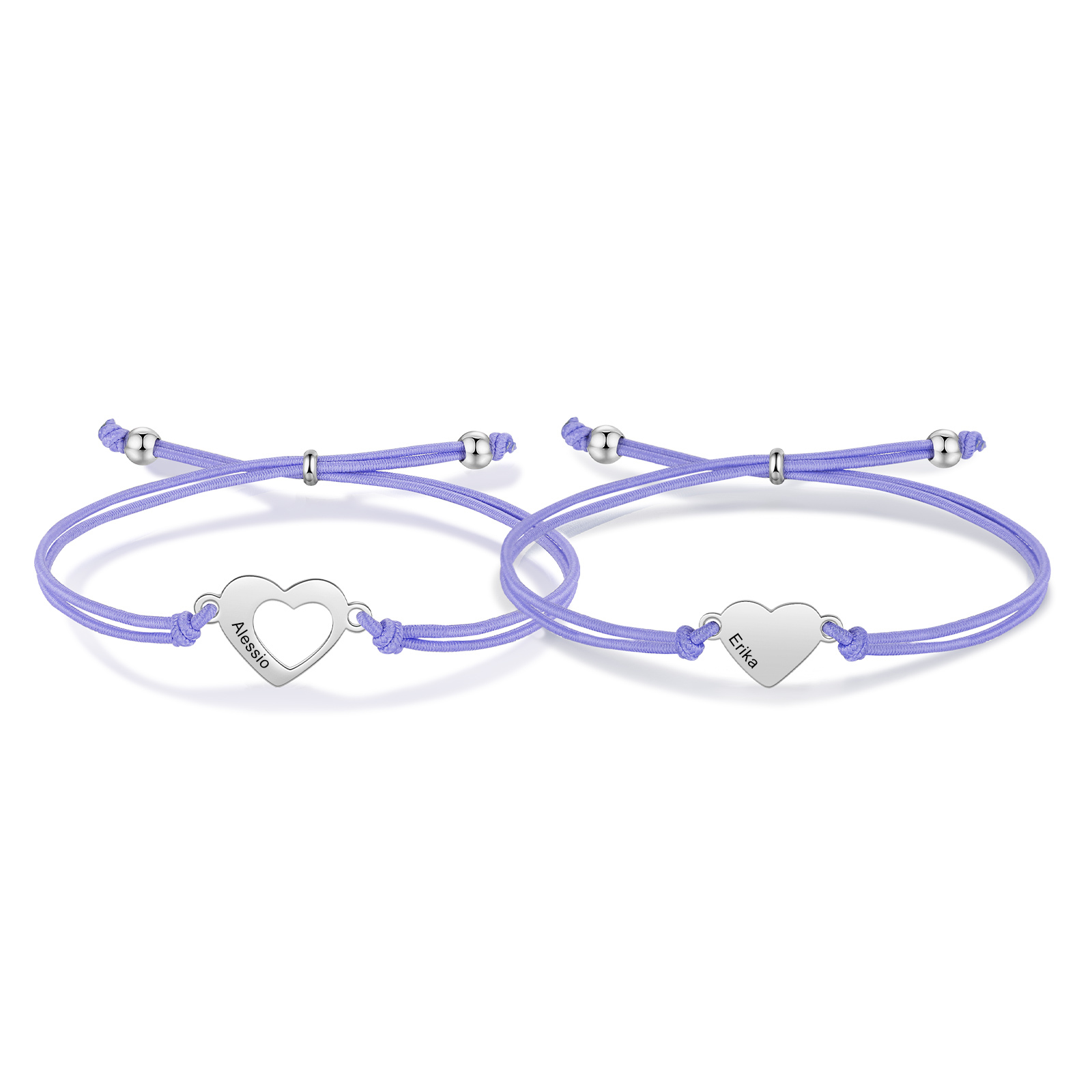 2 Pcs Heart Bracelet Set Custom 2 Names Adjustable Bracelets Back to School Gift for Daughter Granddaughter-Jessemade AU