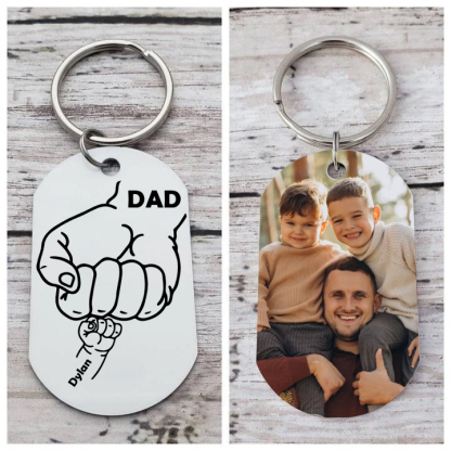 Personalised 2 Names & 1 Letter & 2 Photos Fist Bump Gift Set Custom Wallet & Keychain & Pen Dad Gift Box Set Fathers Day Gift-Jessemade AU