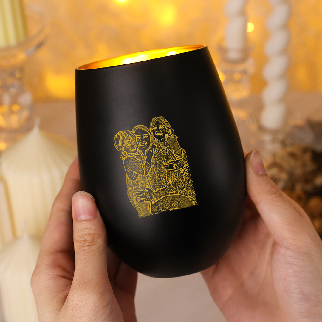 Personalised Glass Candle Holder with Photo,  gift for Mum