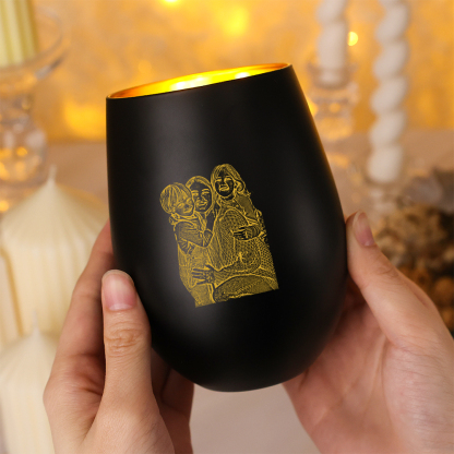 Personalised Glass Candle Holder with Photo,  gift for Mum