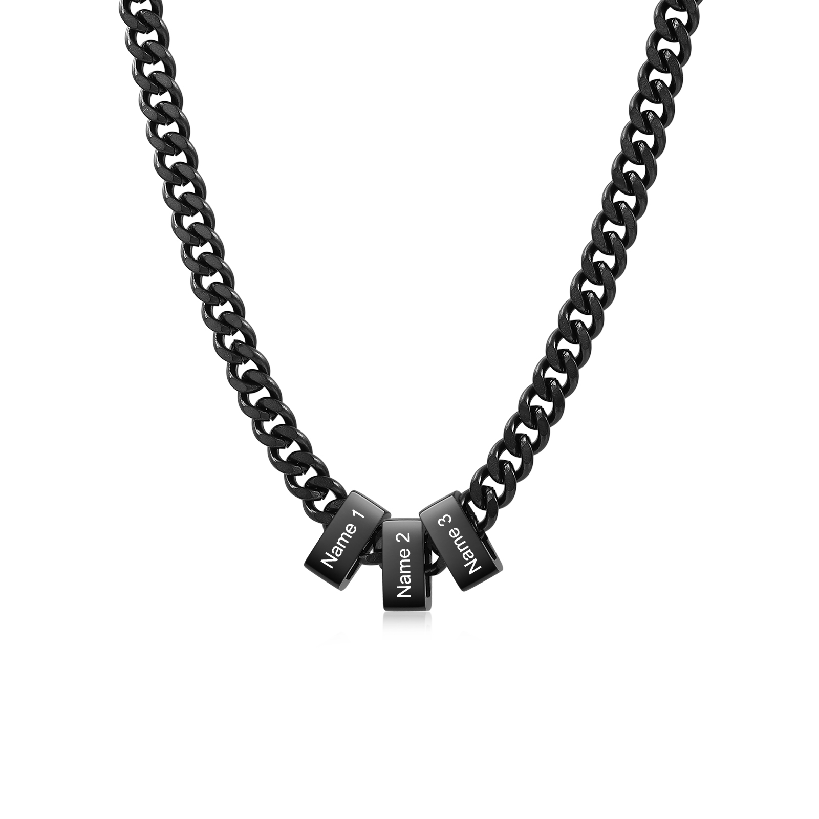 Personalised Cuban Link Chain Necklace for Men with 1 to 6 Names