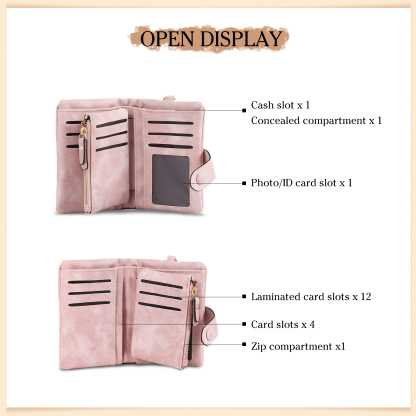 Personalised Women's Leather Wallet Custom 1 Birth Flower & 1 Name Wallet Gift for Her