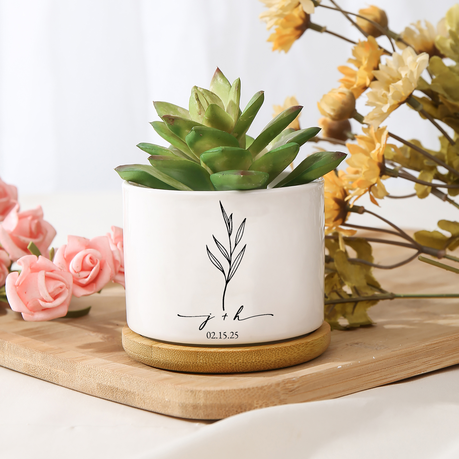 Personalised succulent pot Wedding gift for a couple | Jessemade