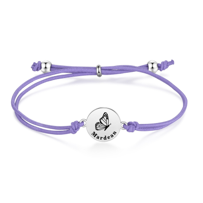 2 Pcs Bracelet Set Custom Names Butterfly Bracelets Back To School Gift for Daughter Granddaughter-Jessemade AU