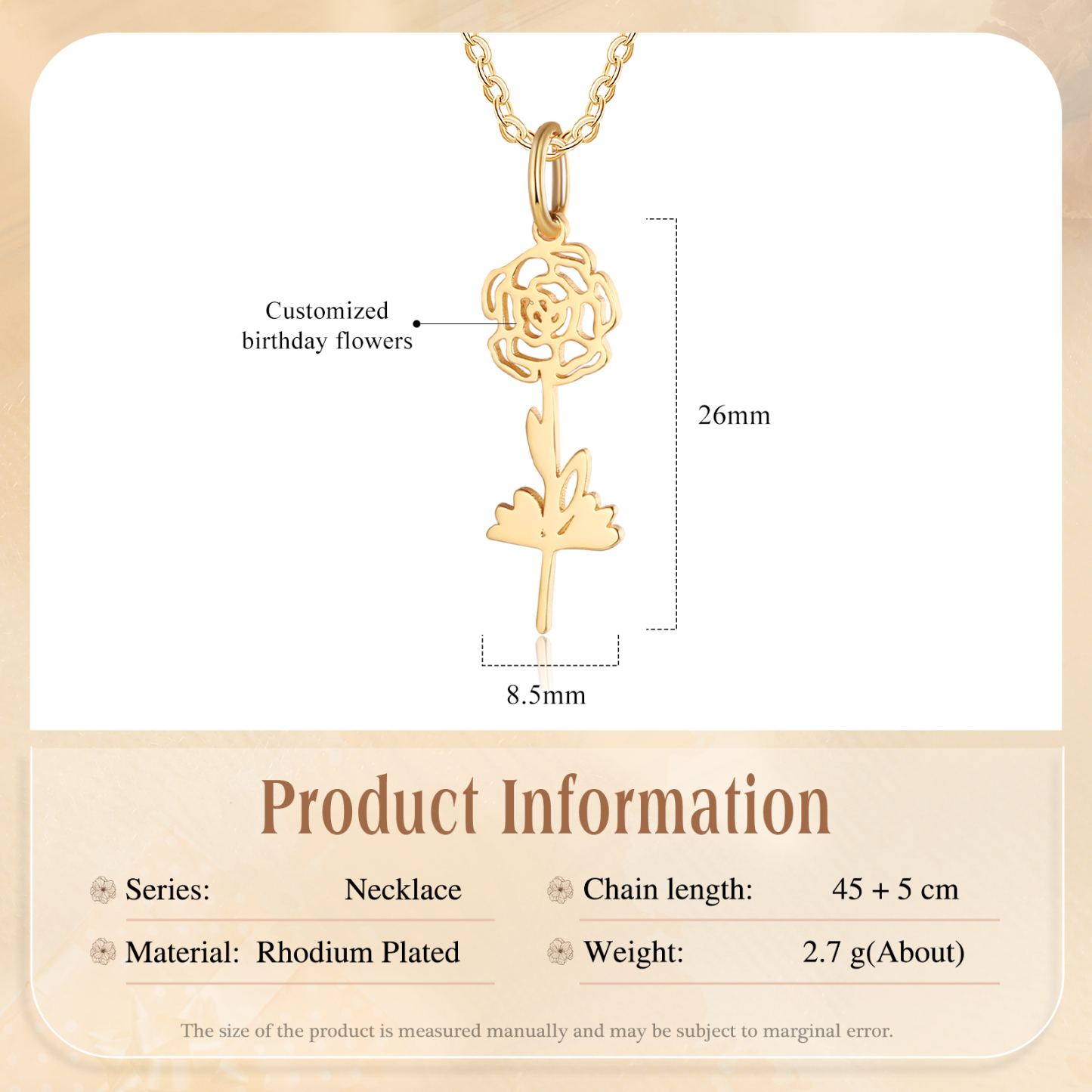 Personalised 1 Birthday Flower Necklace Custom Pendant Necklace Gold Birthday Gift for Her-Jessemade AU