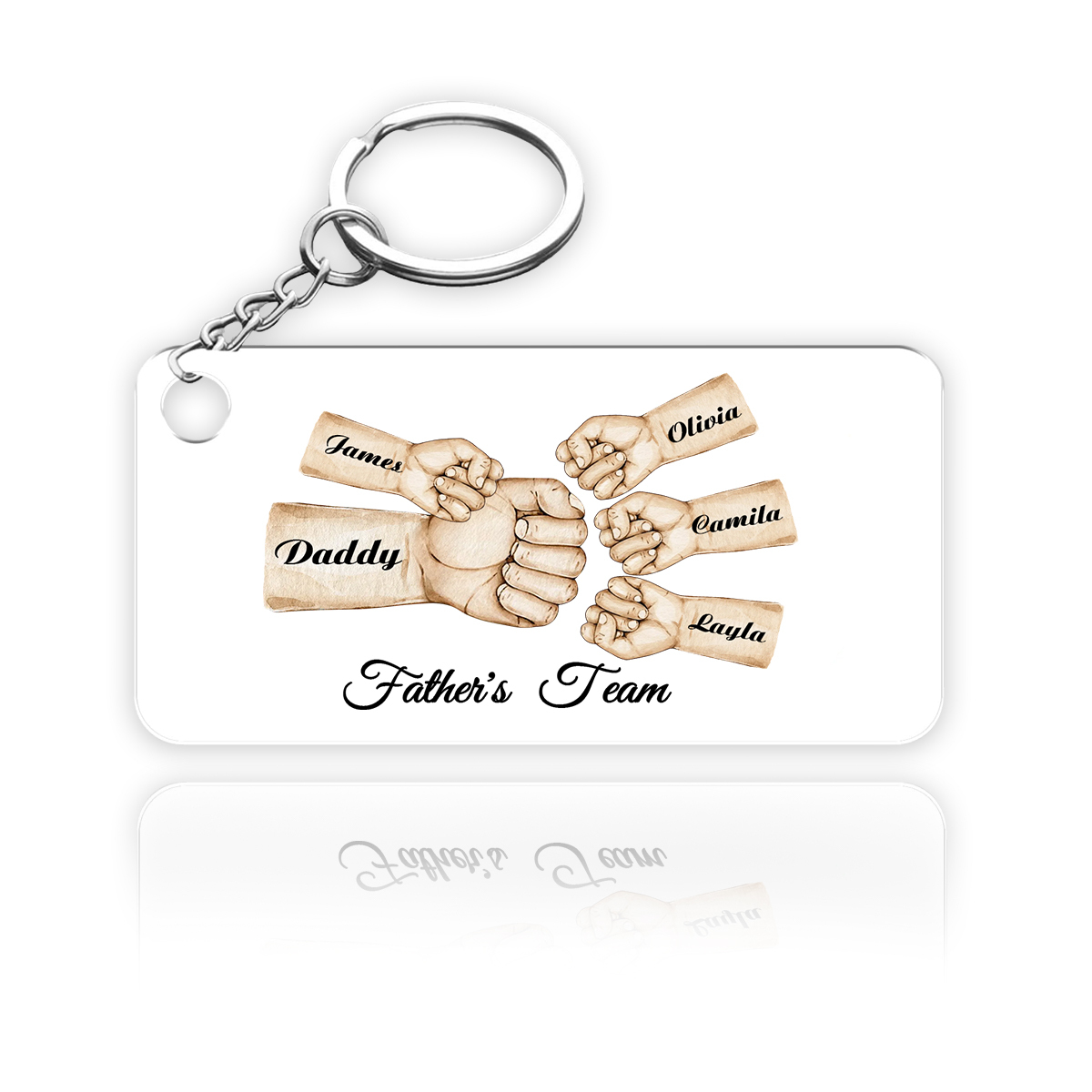 5 Names - Personalised Text & Name Acrylic Keychain Fist Bump Fathers Day Gifts for Dad/Grandpa-Jessemade AU