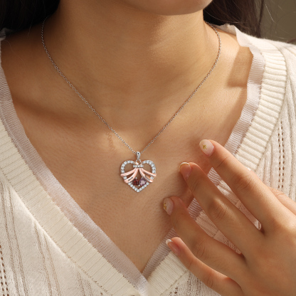 Personalised Heart Pendant Necklace Custom 4 Birthstones & 4 Names Women's Necklace Gift for Her-Jessemade AU