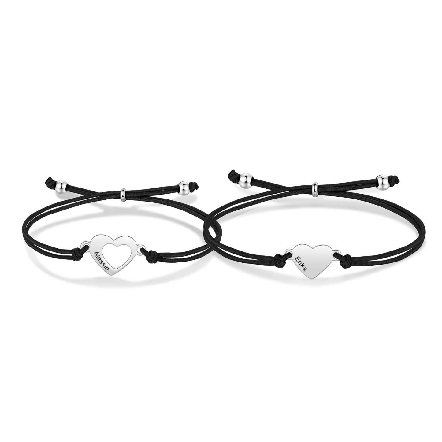 2 Pcs Heart Bracelet Set Custom 2 Names Adjustable Bracelets Back to School Gift for Daughter Granddaughter-Jessemade AU