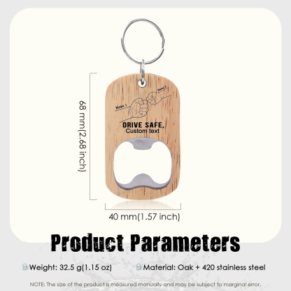 Drive Safe - Personalised 1 Text & 2 Names Bottle Opener Keychain Fist Bump Keychain Fathers Day Gifts for Dad/Grandpa-Jessemade AU