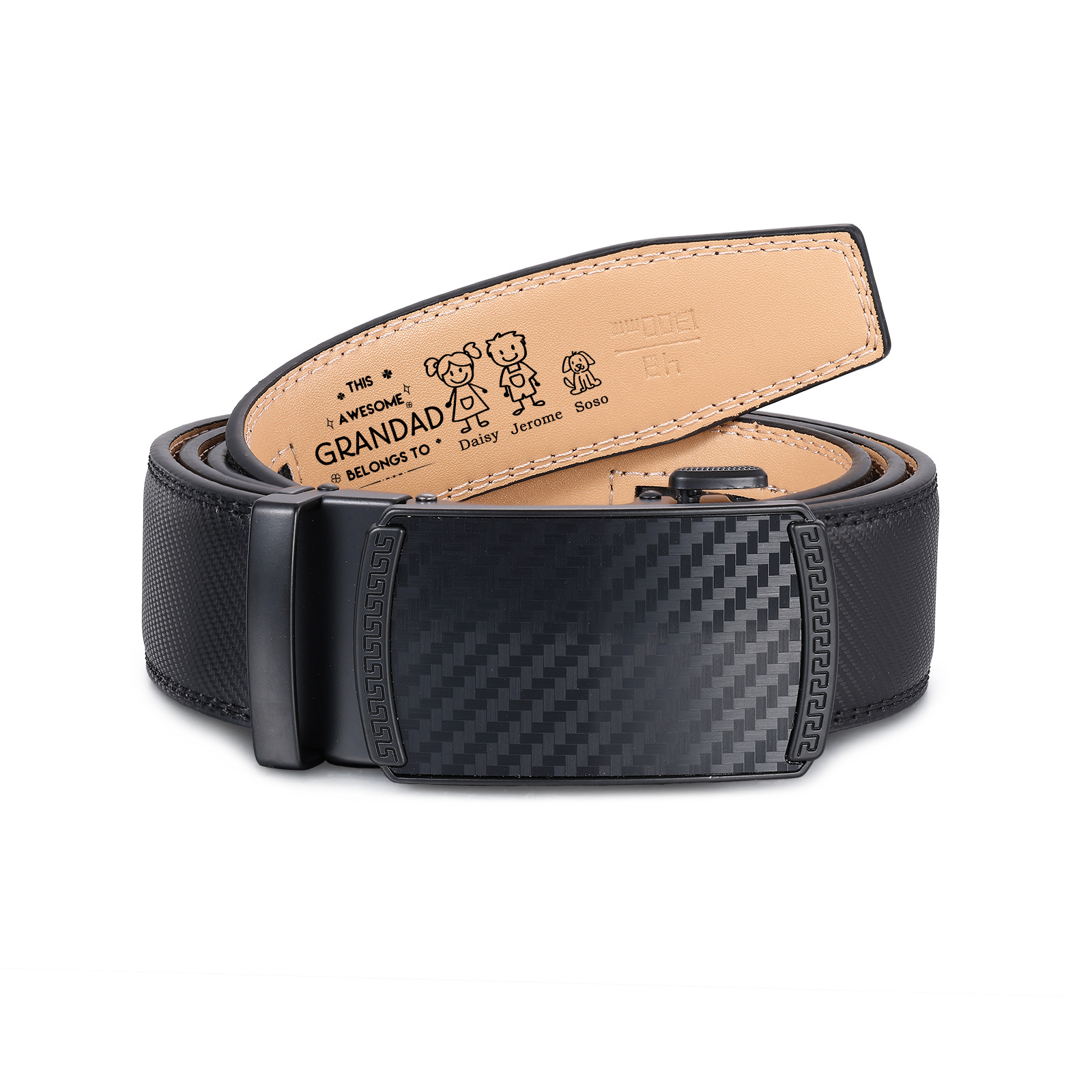 Personalised Leather Belt Customise 1-5 Names and Children Birthday Practical Gifts for Grandad | Jessemade