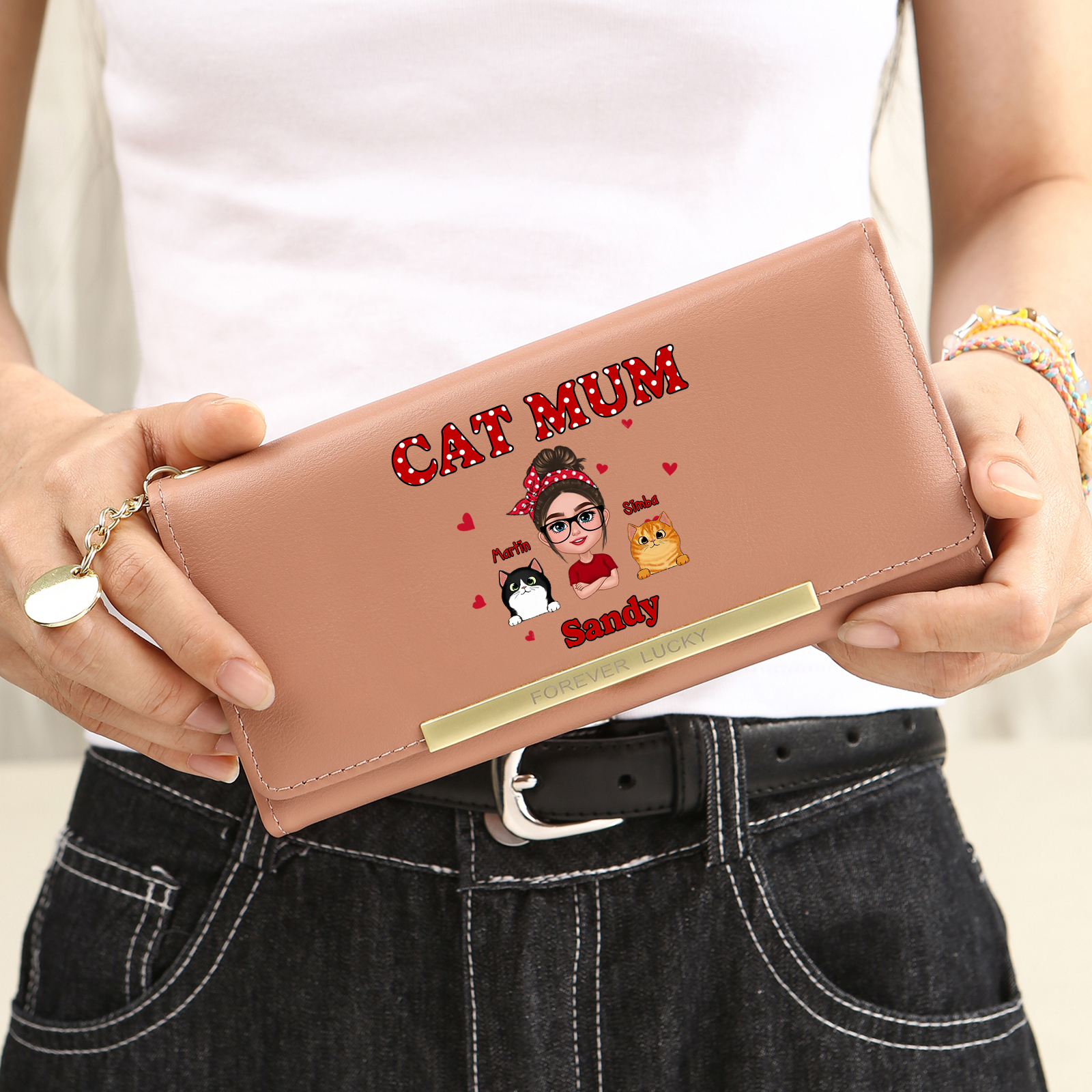 Personalised Cat Mum Wallet Custom 1-10 Cats Gift for Cat Lovers Birthday | Jessemade