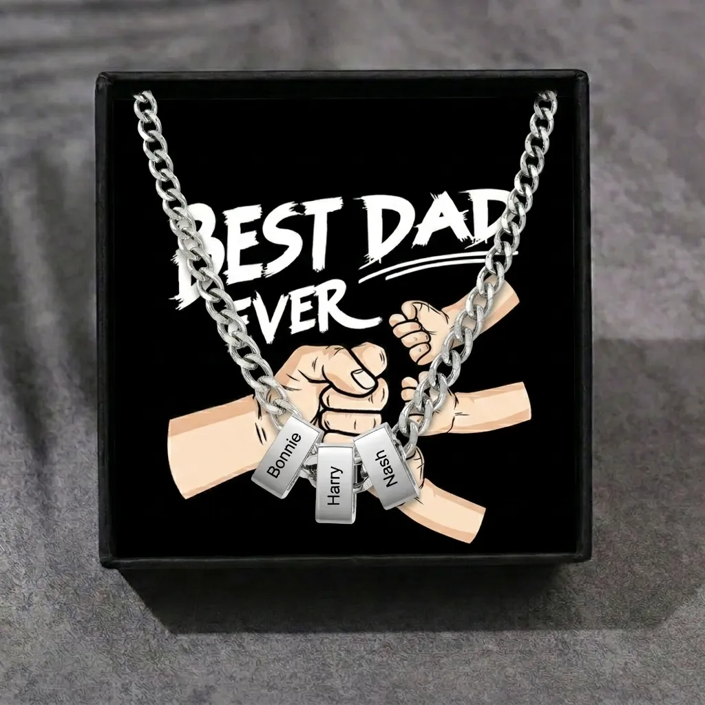 Personalised Cuban Link Chain Necklace for Men with 1 to 6 Names