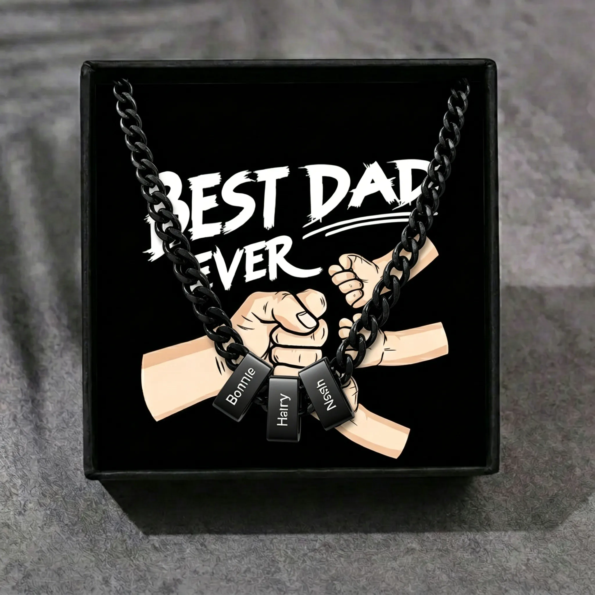 Personalised Cuban Link Chain Necklace for Men with 1 to 6 Names