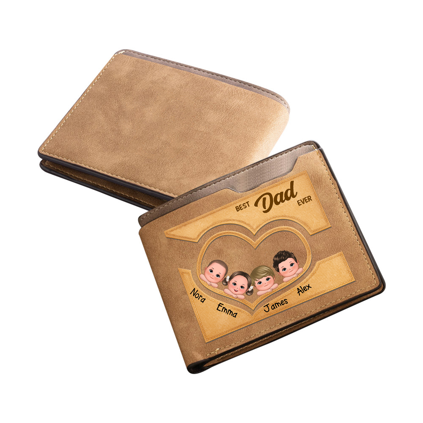 Personalised Best Dad Ever Wallet – Custom Children's Names & Illustration Gift for Dad | Jessemade