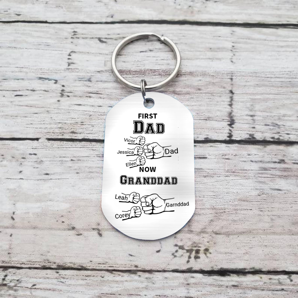 Personalised Keyring Father's Day Gift - First Dad, Now Granddad | Jessemade