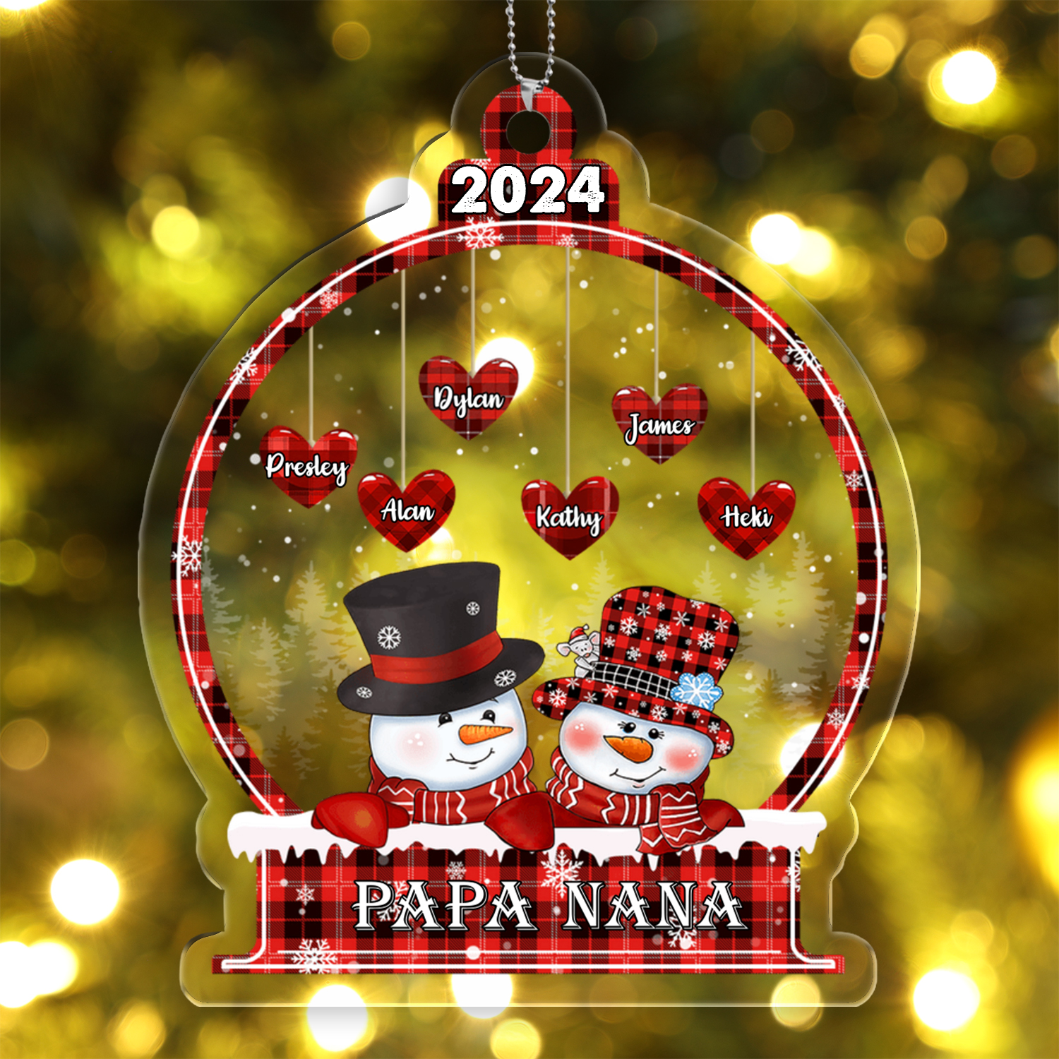 Personalised Christmas Snowman Ornament Custom 3-18 Names Christmas Ornament Gift for Family-Jessemade AU