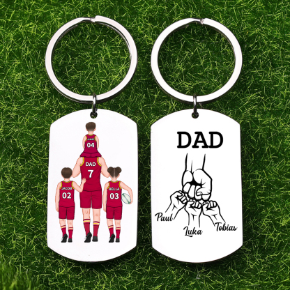 Personalised Australian Rules Football Family Keyring Custom 2–4 Names Fist Bump Keychain Fathers Day Gift for Dad/Grandpa-Jessemade AU