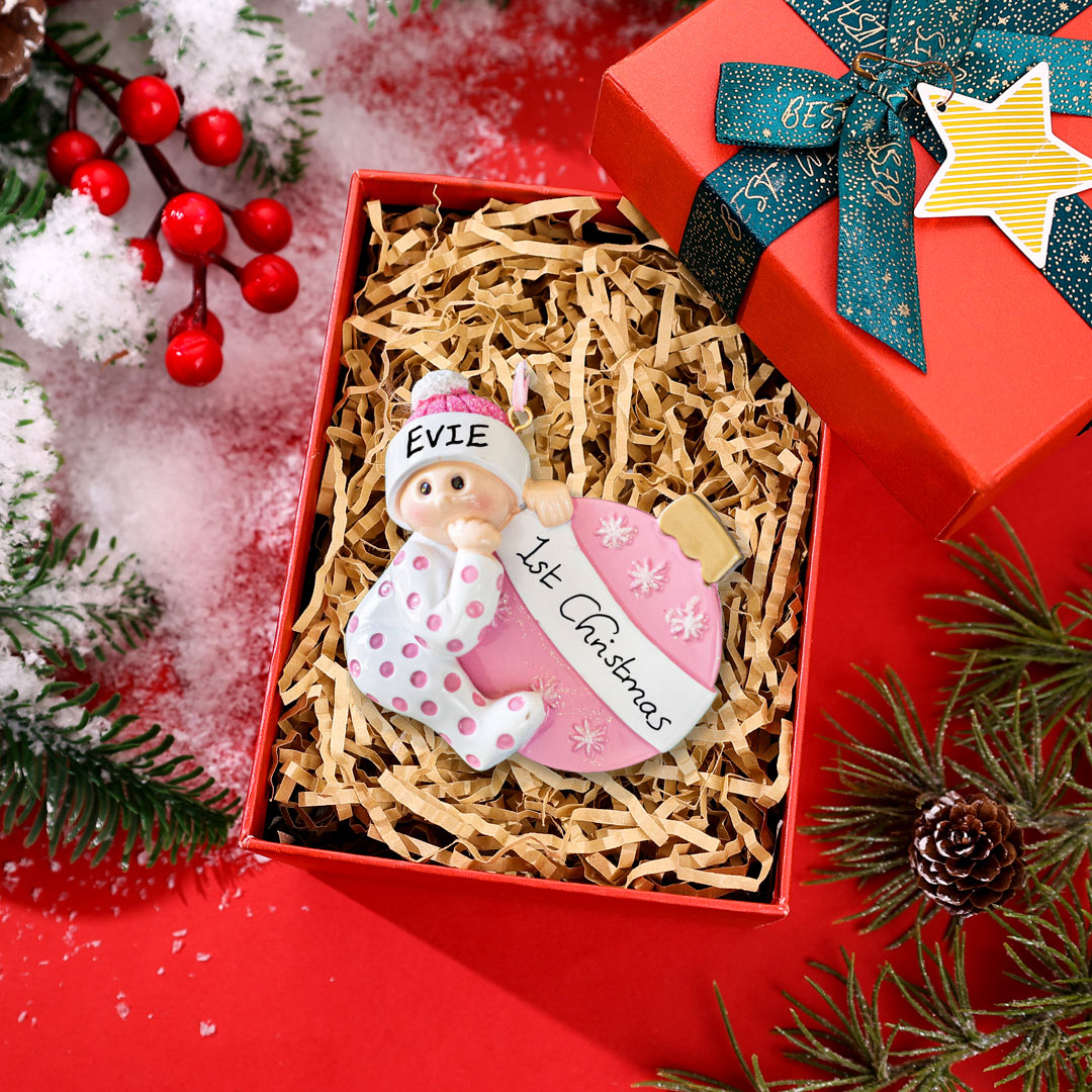 My First Christmas - Wooden Christmas Ornament Customised Name & Text Christmas Gift Personalised Baby Newborn Gift