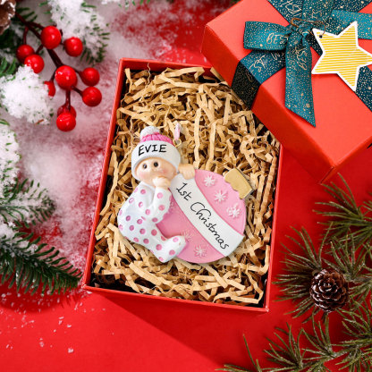 My First Christmas - Wooden Christmas Ornament Customised Name & Text Christmas Gift Personalised Baby Newborn Gift-Jessemade AU