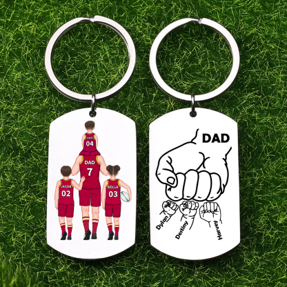 Personalised Australian Rules Football Family Keyring Custom 2–4 Names Fist Bump Keychain Fathers Day Gift for Dad/Grandpa-Jessemade AU