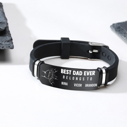 Personalised Mens Bracelet Custom with  1–7 Kids’ Names – Engraved “Best Dad Ever” Bracelet Gift for Him | Jessemade