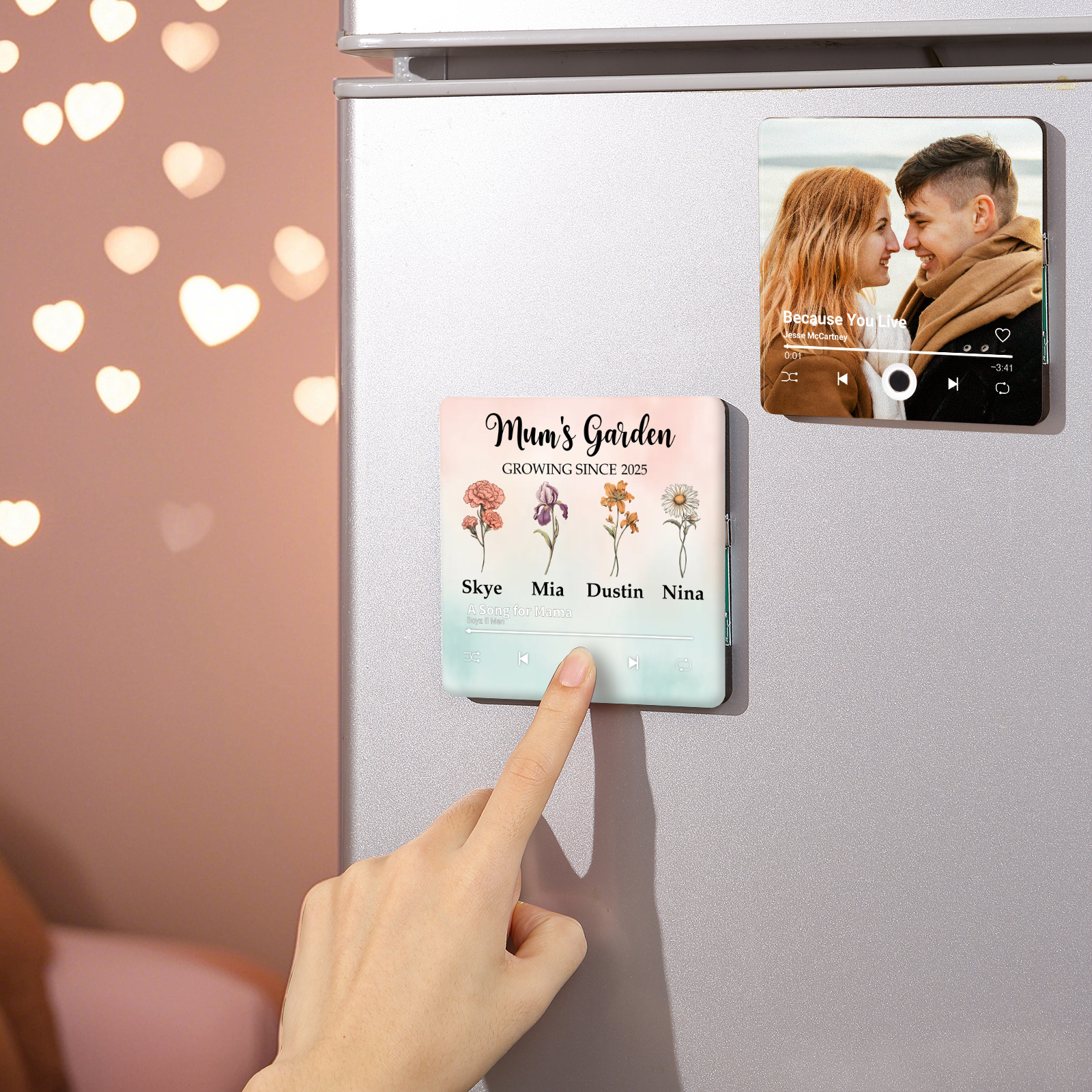 Personalised Music Fridge Magnet, Custom 1 Text & 1 Date & 1-9 Names &1 Song Name Magnet Gift for Her | Jessemade
