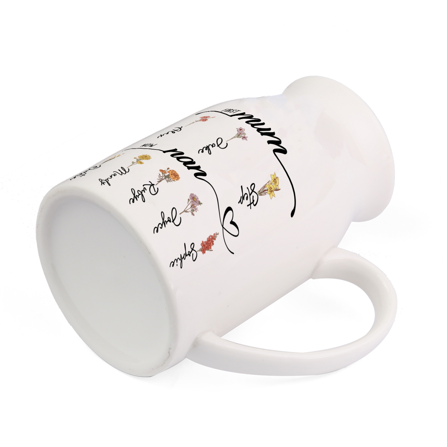 Birth Flower Vase Personalised Ceramic Vase Custom 2-12 Names Gift for Mum, Nan or Grandma | Jessemade