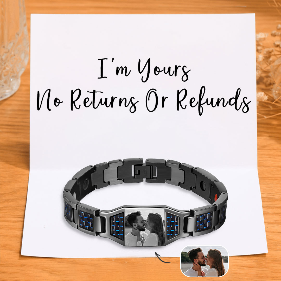 Personalised Men Bracelet Magnetic Custom Photo Bracelet for Him Valentine Gift