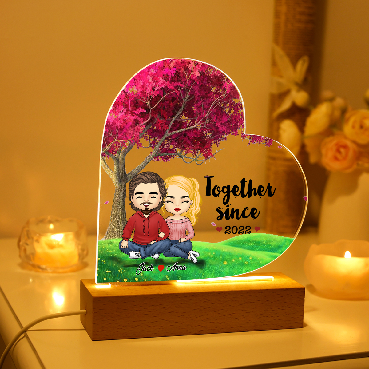 Personalised Light Plaque Together Since LED Gift for Couples