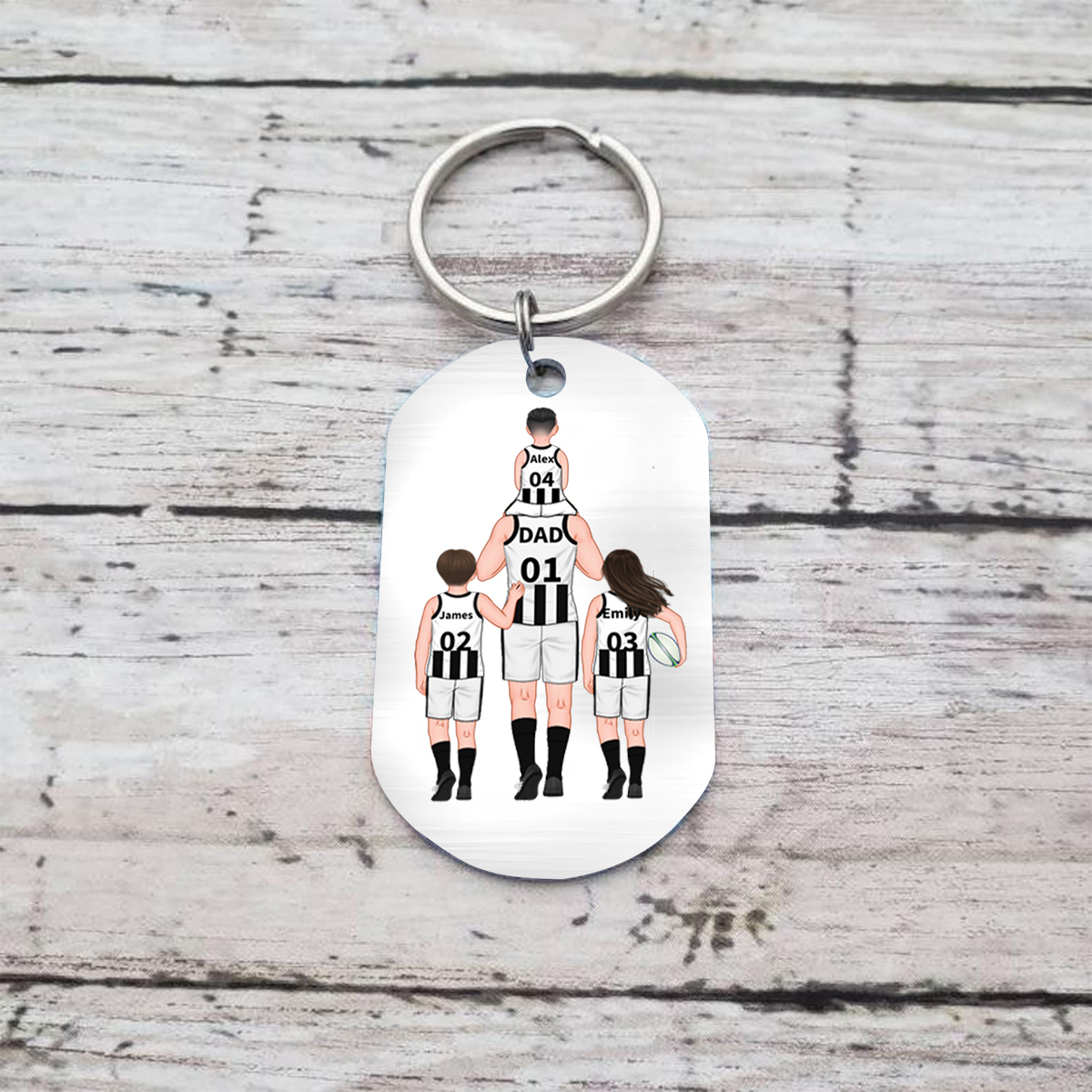 Personalised Australian Rules Football Family Keyring Custom 2–4 Names Fist Bump Keychain Fathers Day Gift for Dad/Grandpa-Jessemade AU