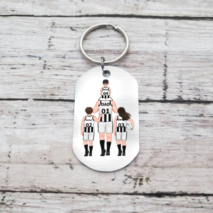 Personalised Australian Rules Football Family Keyring Custom 2–4 Names Fist Bump Keychain Fathers Day Gift for Dad/Grandpa-Jessemade AU