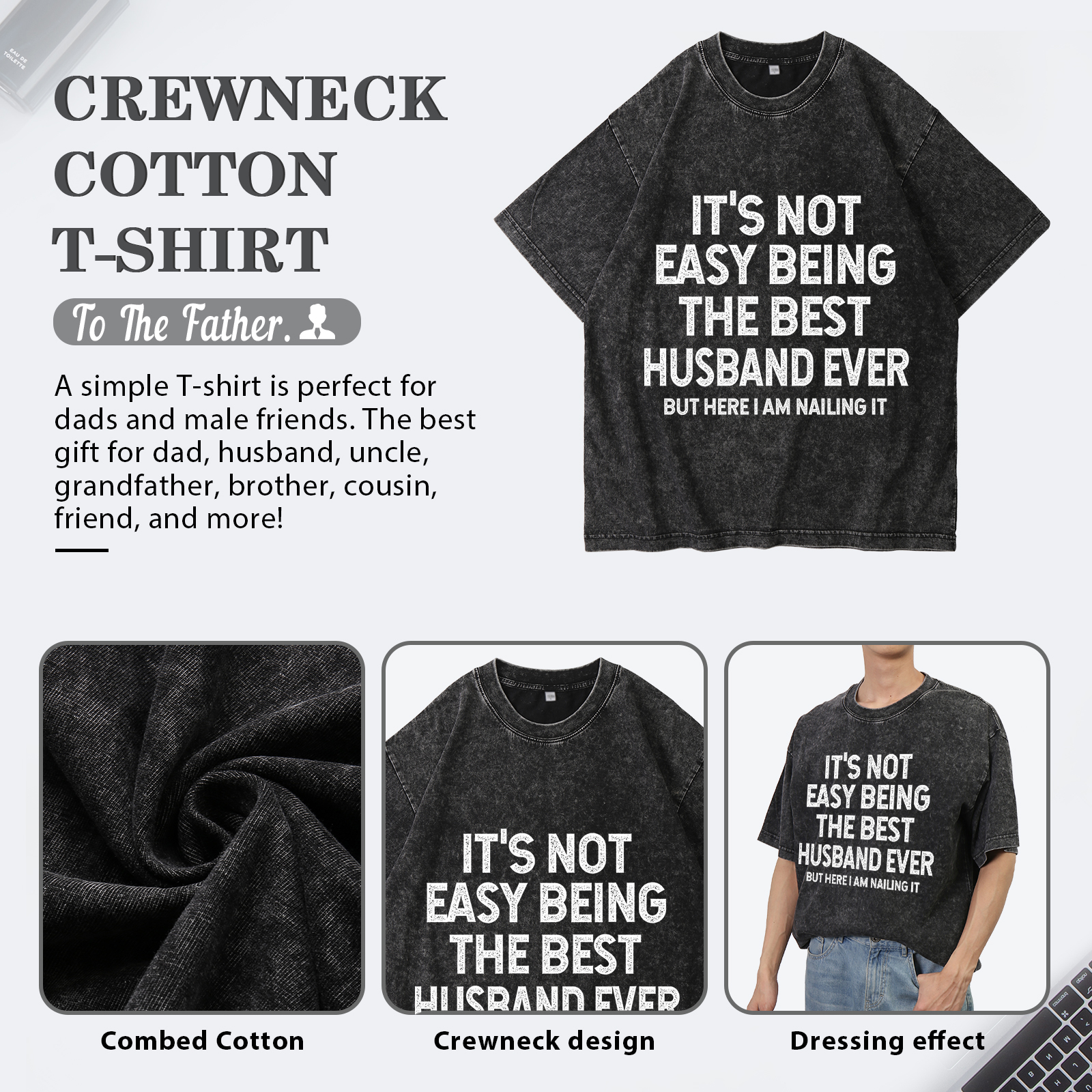 Personalised Couple Black T Shirts Its Not Easy Being the Best Husband Ever Valentines Day Gift