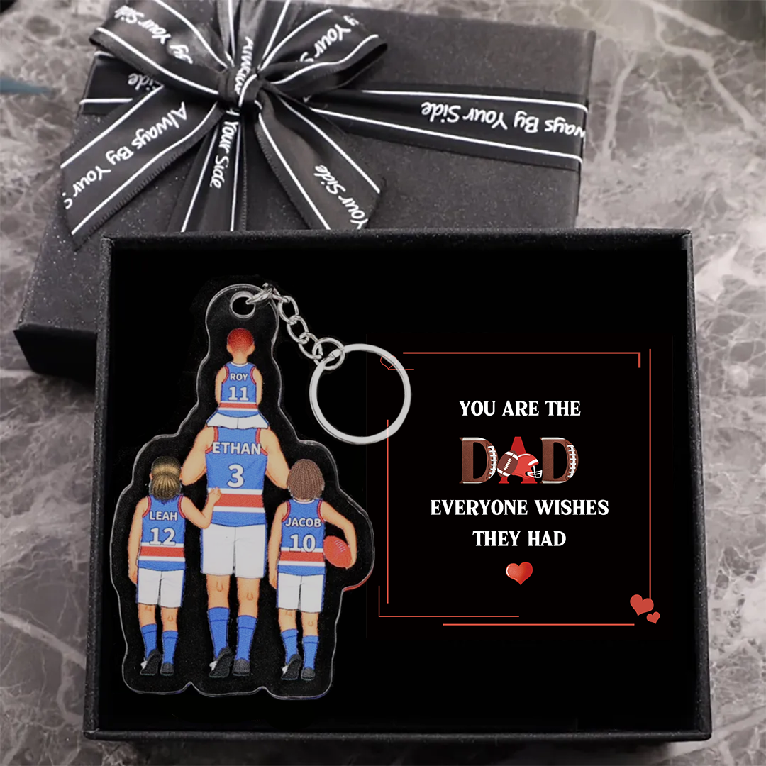 Personalised 2–9 Names Australian Rules Football Family Keyring Custom Acrylic Keychain Gift for Dad