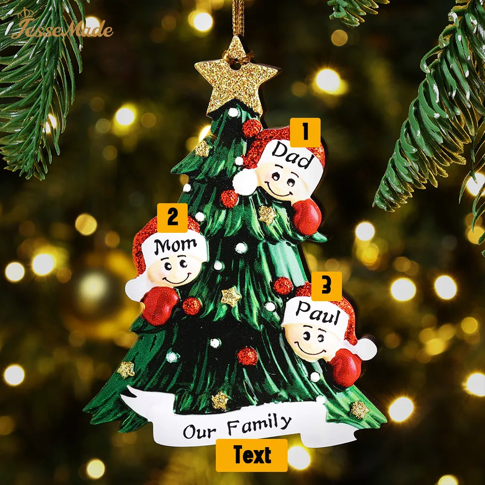 Personalised Family Christmas Ornament Custom 2-8 Names Hanging Ornament Gifts For Family