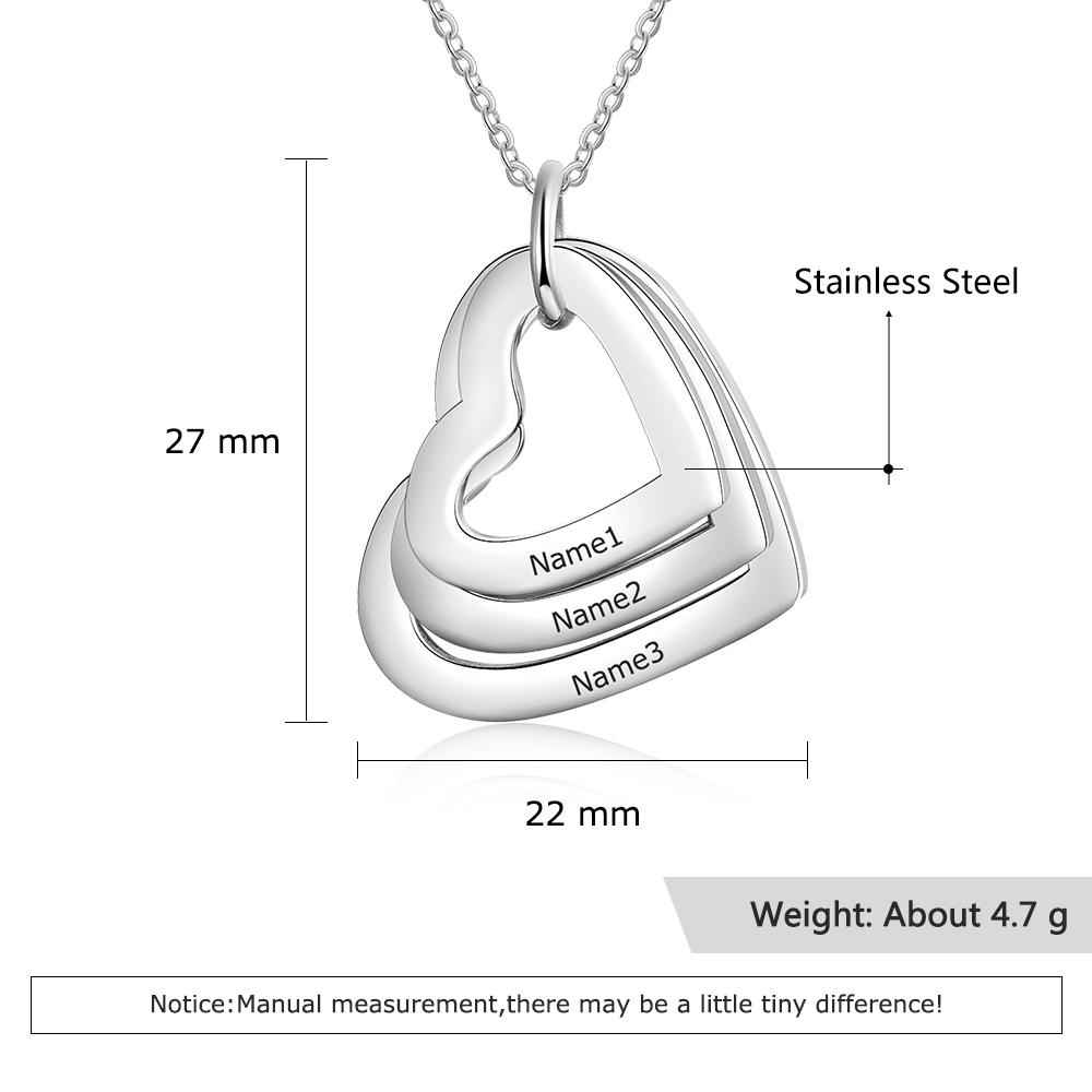 Family Pendant Necklace Heart Matching Necklace Personalized Engraved Names Gift For Women Mothers Necklace Set