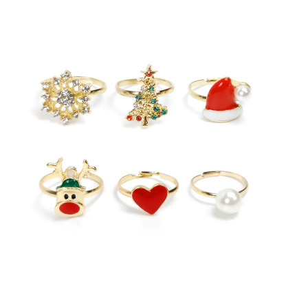 Christmas Adjustable Rings Set Ideal Gift for Family Members-Jessemade AU