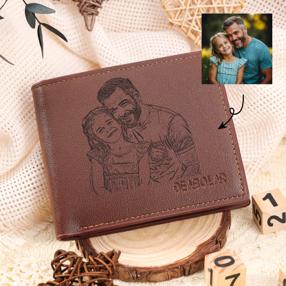 Personalised Mens Wallet Custom Photo & Name & Letter Billfold Wallet Gift for Grandpa