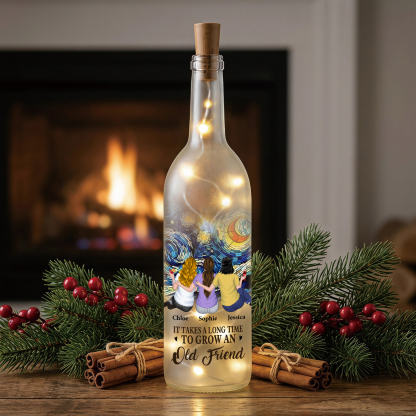 Personalised LED Light-Up Bottle with 2–6 Names, Friendship Gift for Your Best Friend